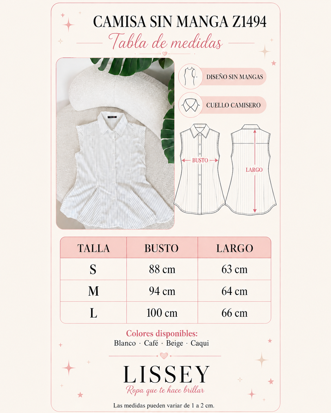 CAMISA SIN MANGA Z1494
