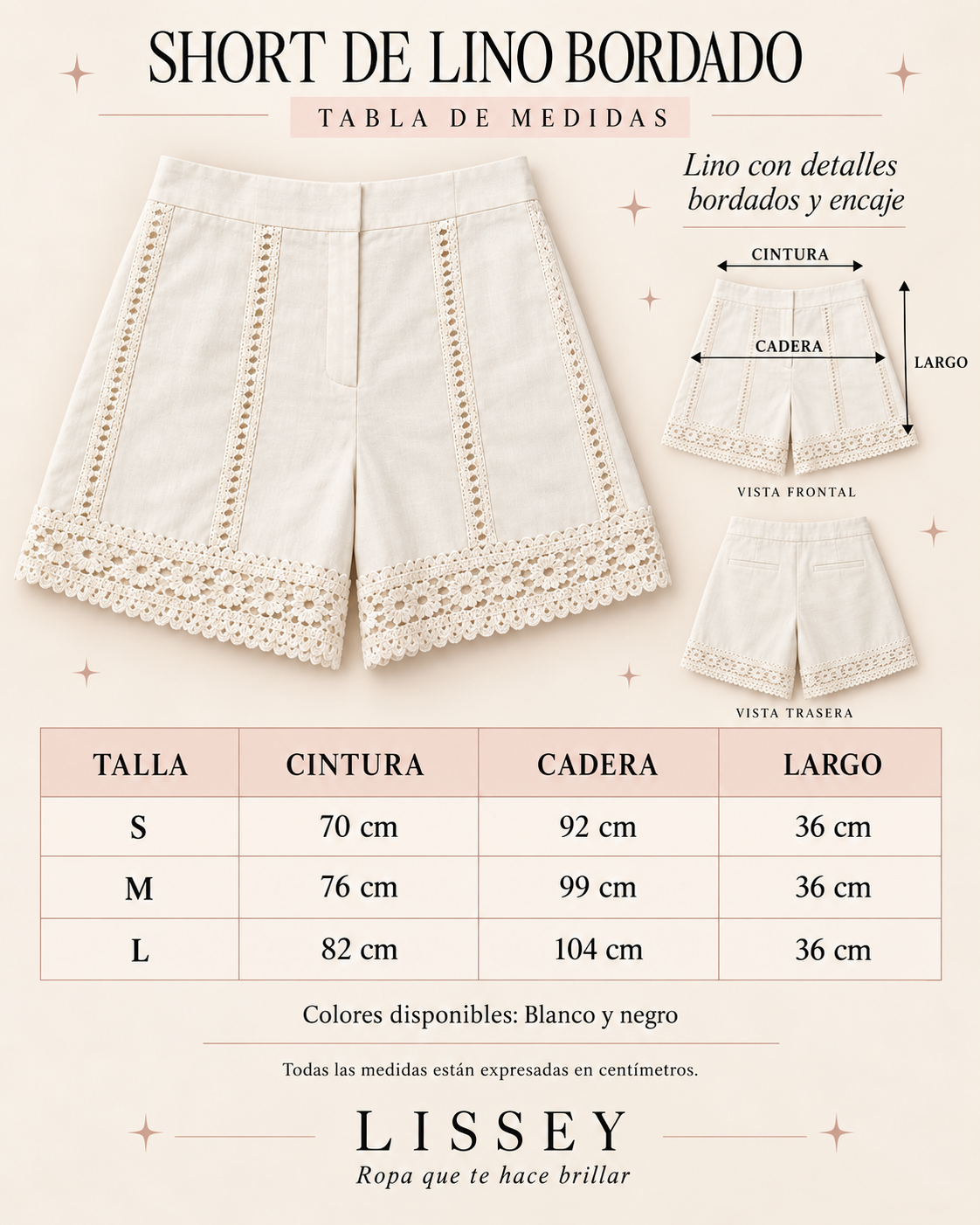 SHORT DE LINO BORDADO