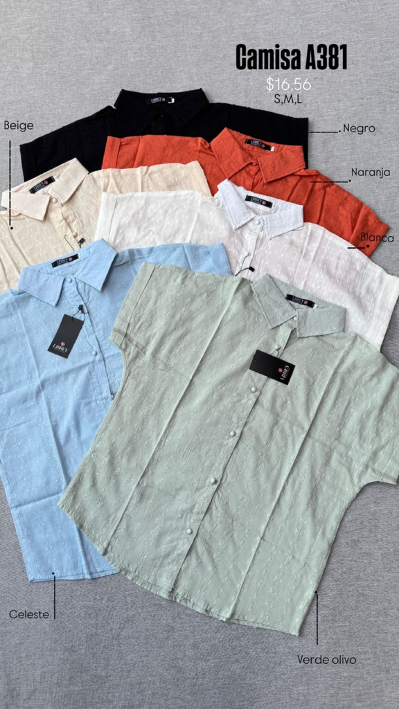 [A473.01] CAMISA MANGA CORTA A381 (P, Blanco)