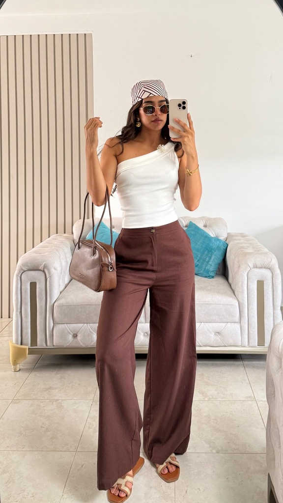 [B286.05] WIDE LEG DE LINO A340 (P, Cafe)