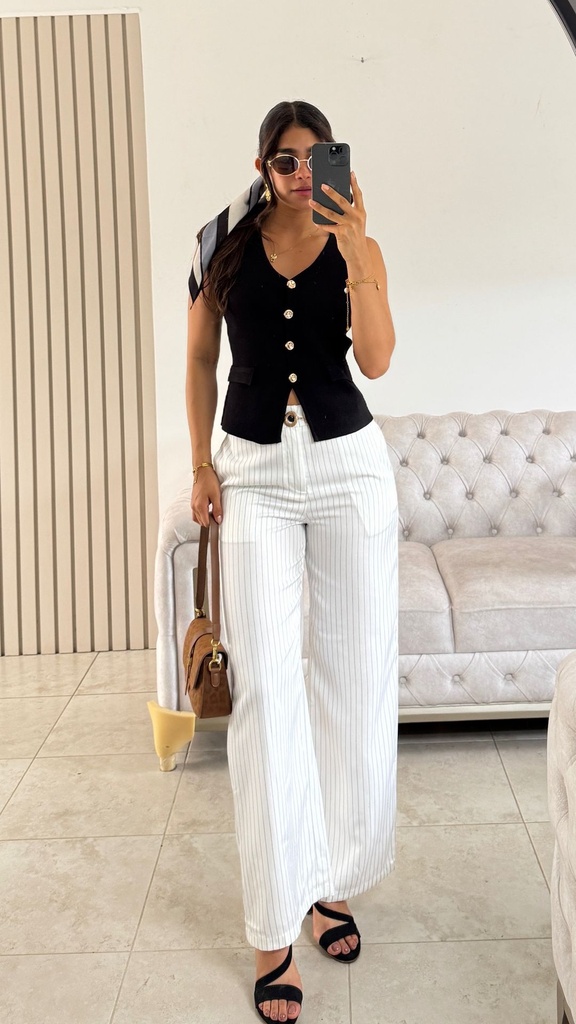 [B288.03] WIDE LEG LINEA A406 (P, Blanco)