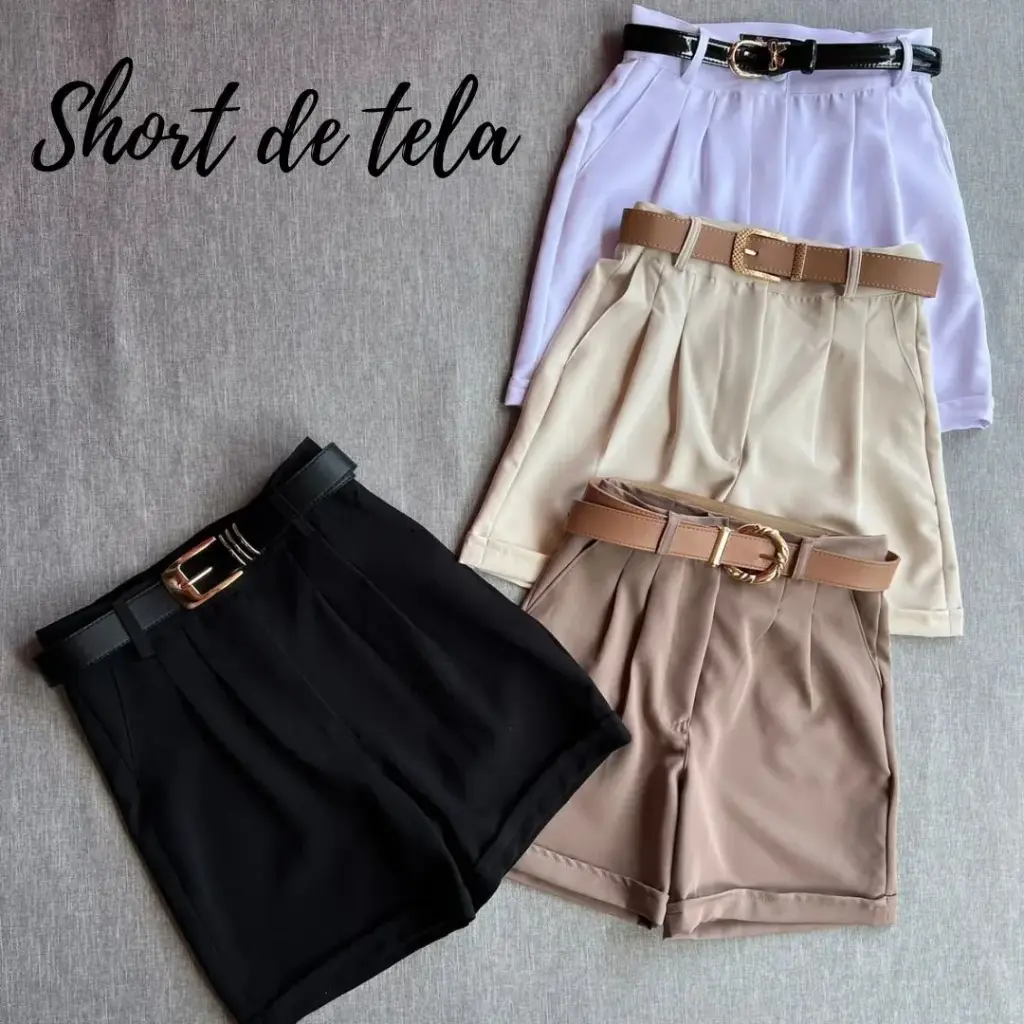 [B29.07-TS] SHORT DE TELA LARGO (S, Blanco)