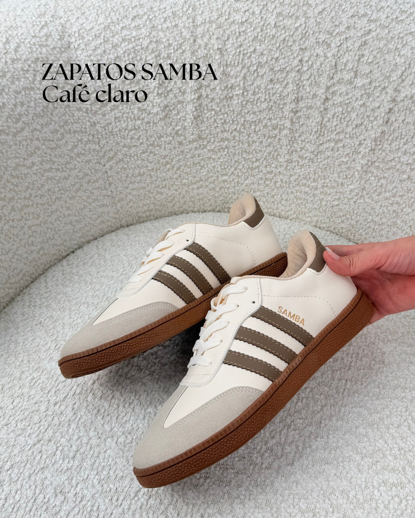 Zapatos samba beige con cafe claro