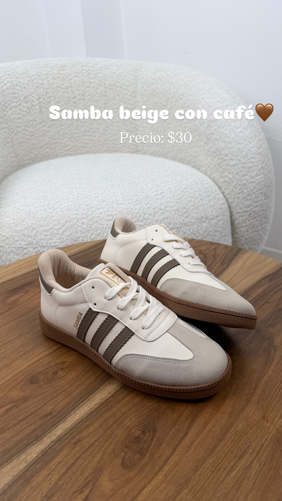 Zapatos samba beige con cafe claro (32)