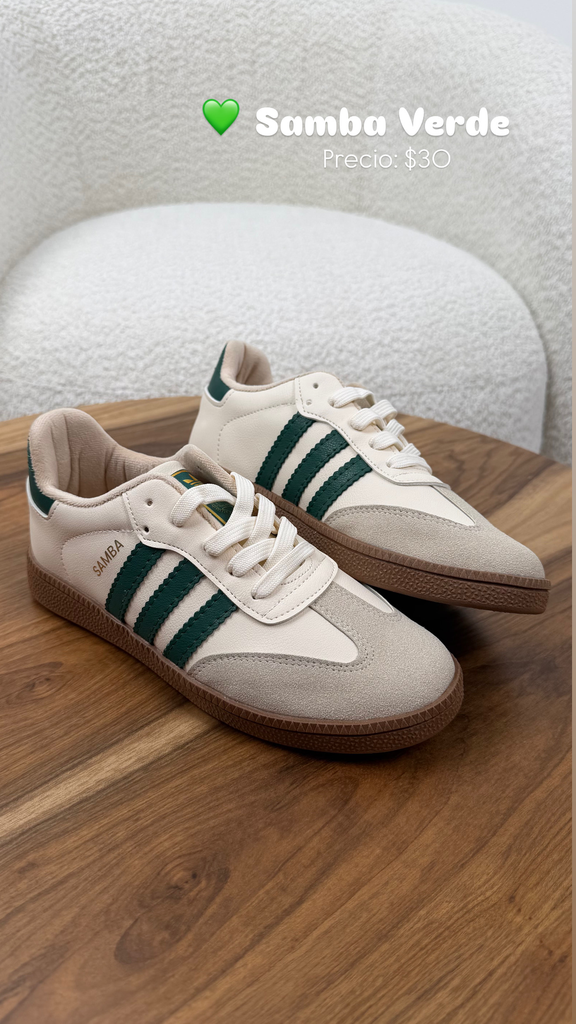 Zapatos Samba beige con verde (32)