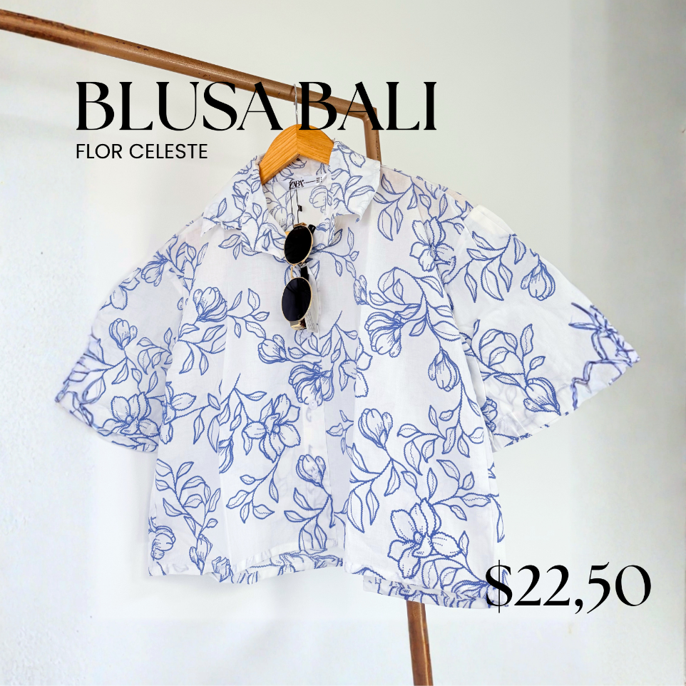 [A518.01] Blusa Bali flor celeste (S)