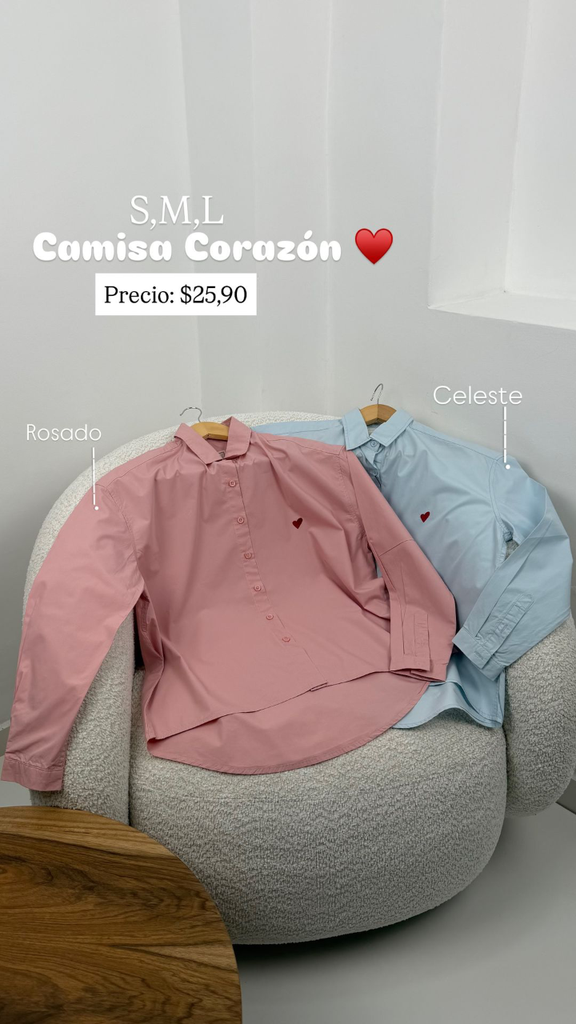 [A540.02] Camisa corazón 6916 (S, Rosado)