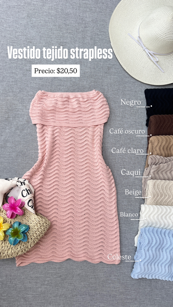 Vestido tejido strapless