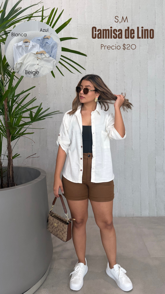 [A549.01] CAMISA DE LINO (S, Blanco)