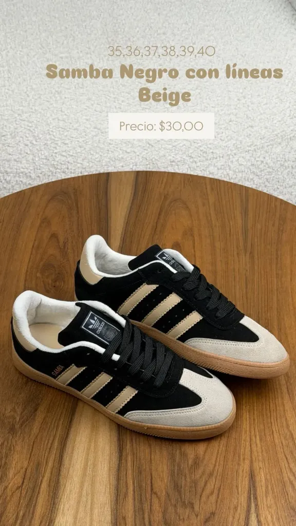 Zapato samba Negro con beige (35)