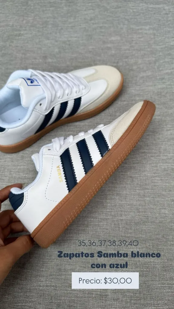 Zapato samba blanco con azul (35)