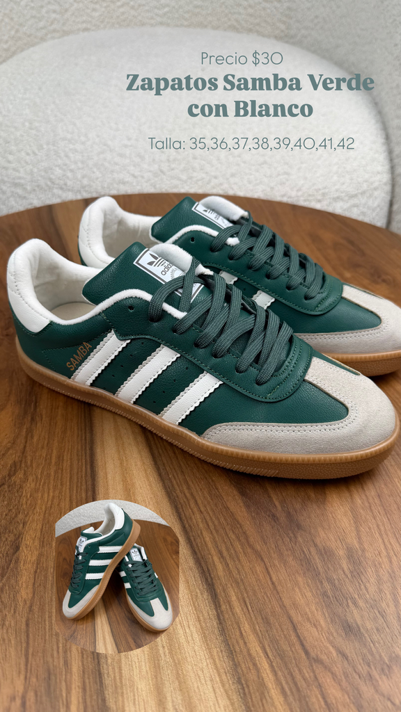 Zapatos samba Verde con blanco (35)