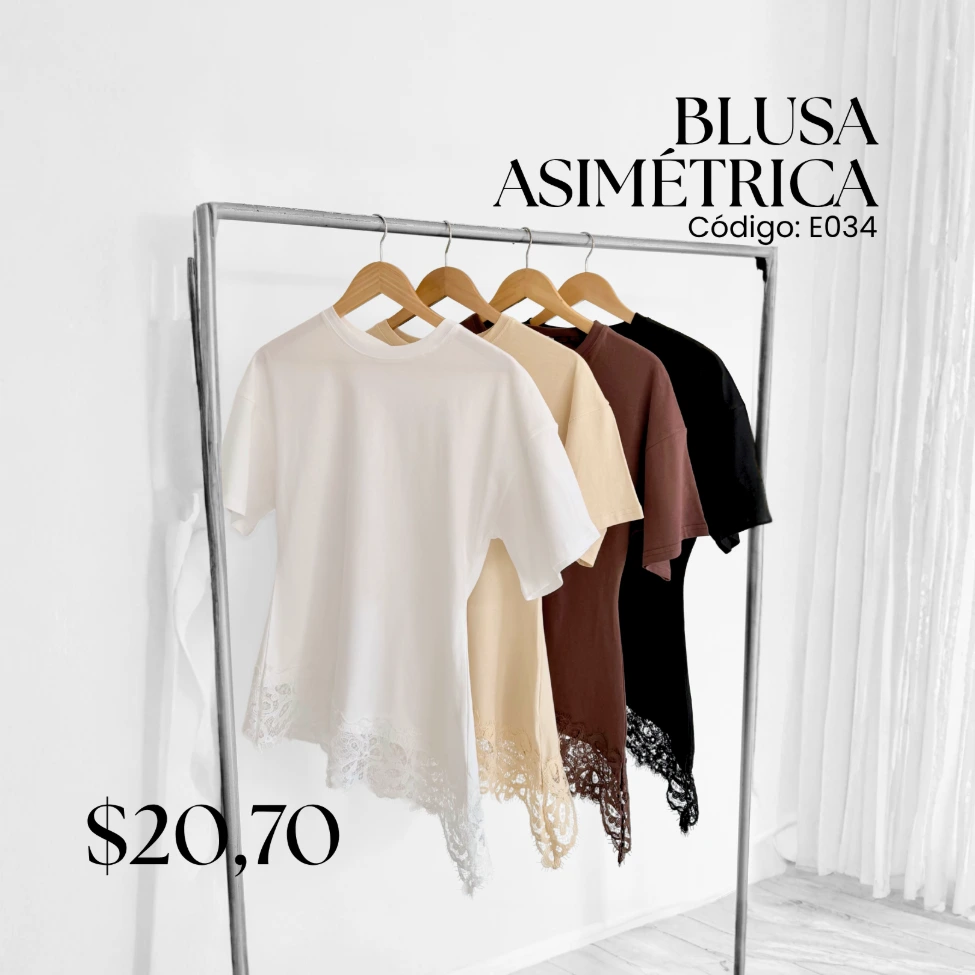 [A643.03] Blusa asimétrica E034 (Blanco, P)