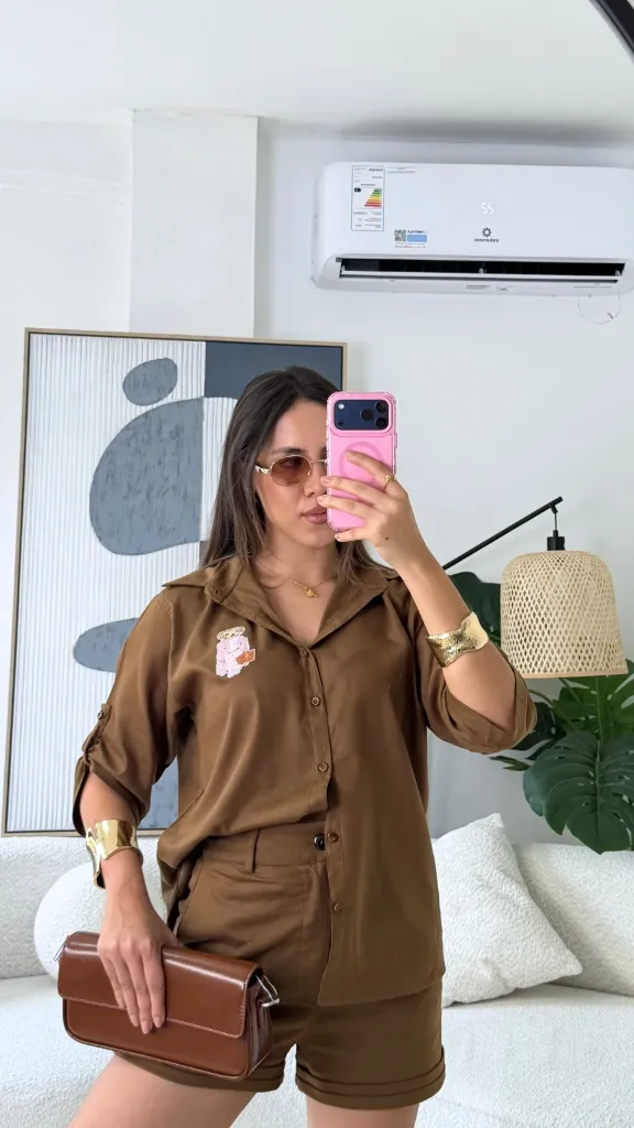 Camisa de Lino Bordada Oso