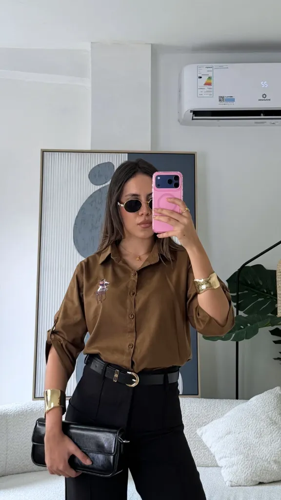 Camisa de Lino Bordada Caballos