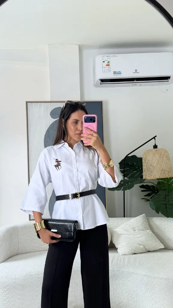 Camisa de Lino Bordada Caballos