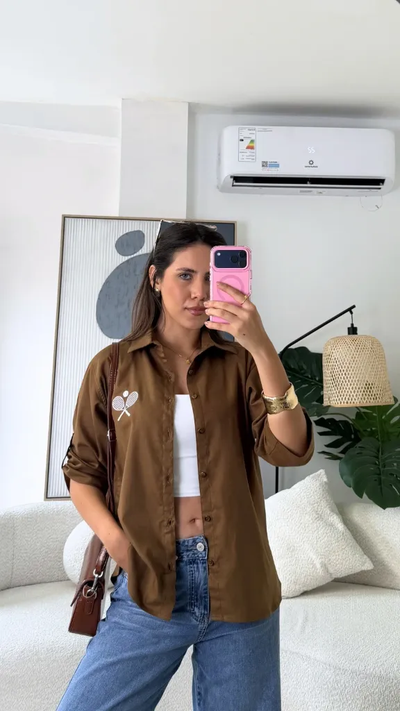 Camisa de Lino Bordada Raquetas
