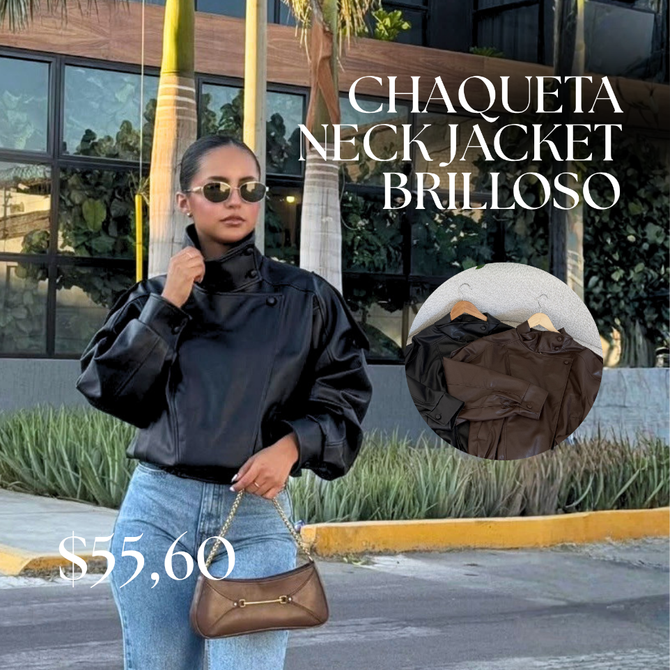 [A666.01] Chaqueta Neck Jacket Brilloso (Cafe)