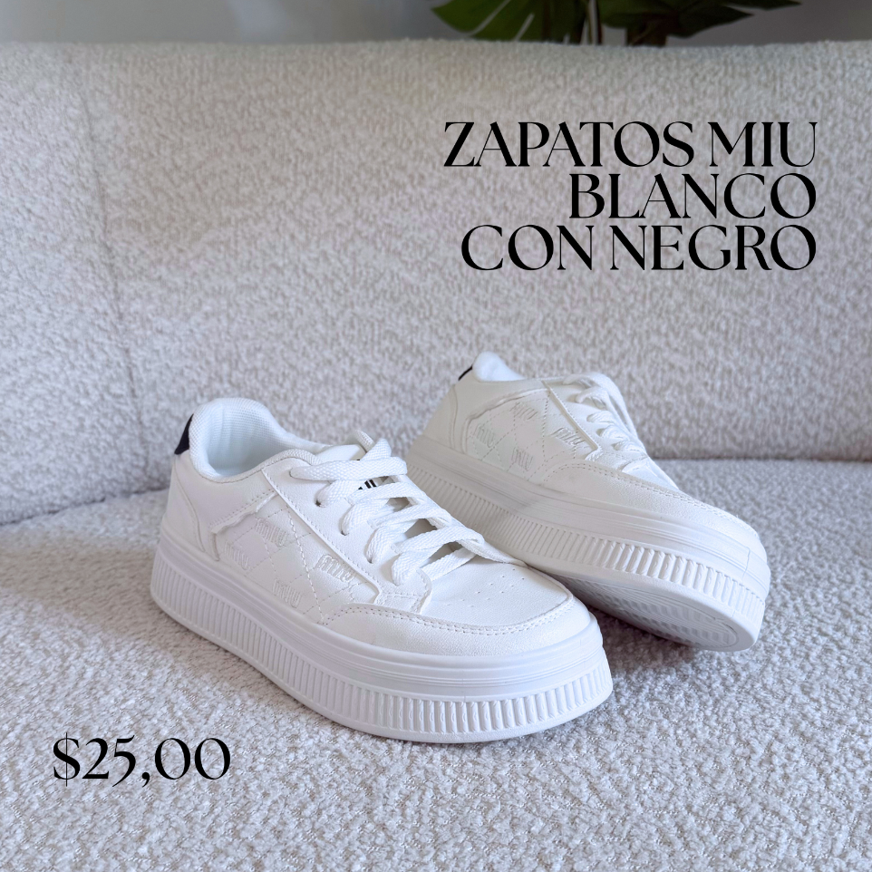 Zapatos Miu Blancos con negro (35)