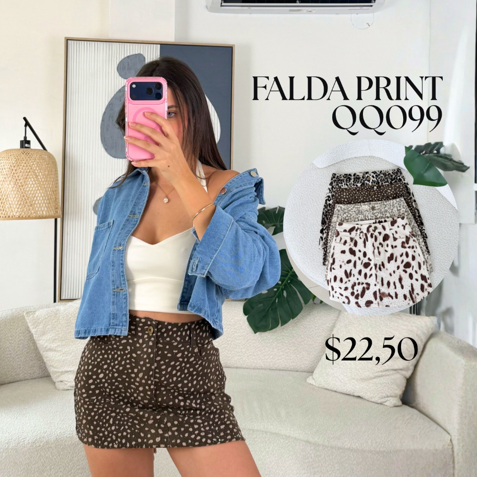 [B953.01] Falda print QQ099 (Mocha, S)