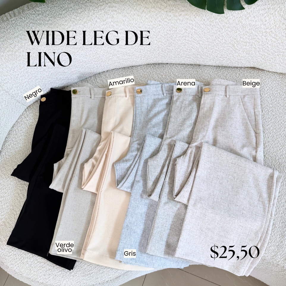 [B957.01] Wide leg de lino (Beige, S)
