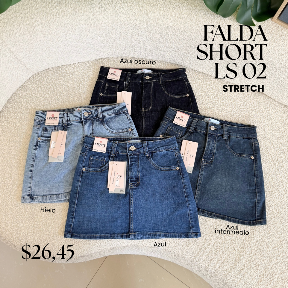 [B958.01] Falda short stretch LS02.02 (Azul, 8)