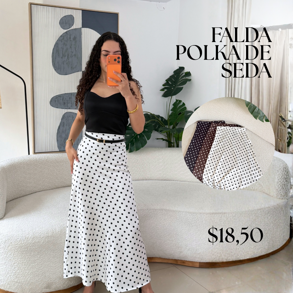 [B960.04] Falda polka de seda (Blanco, S)