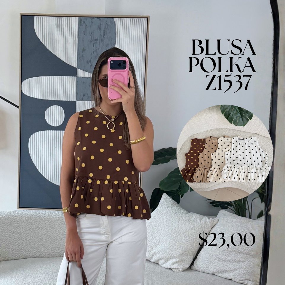 [A681.01] Blusa Polka Z1537 (Blanco, S)