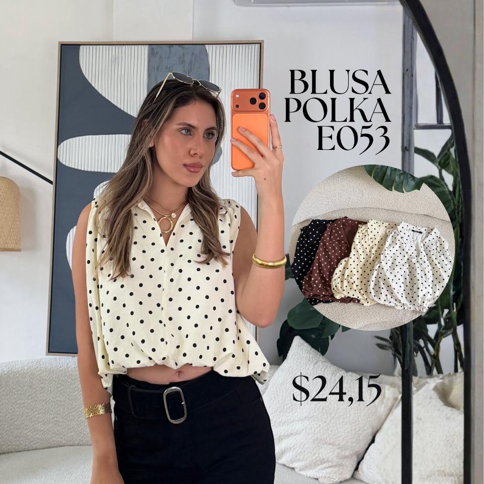 [A682.03] Blusa Polka E053 (Blanco, P)