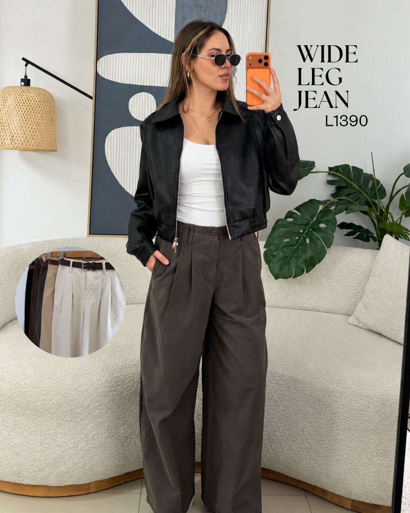 [B977.01] Wide leg Jean L1390 (Cafe, S)