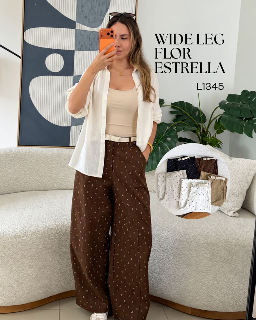 [B979.01] Wide leg flor estrella L1345 (Cafe, S)