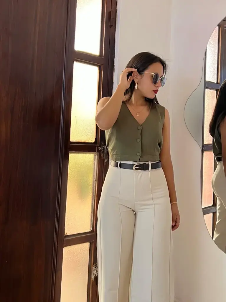 WIDE LEG LINEA CON BOTON