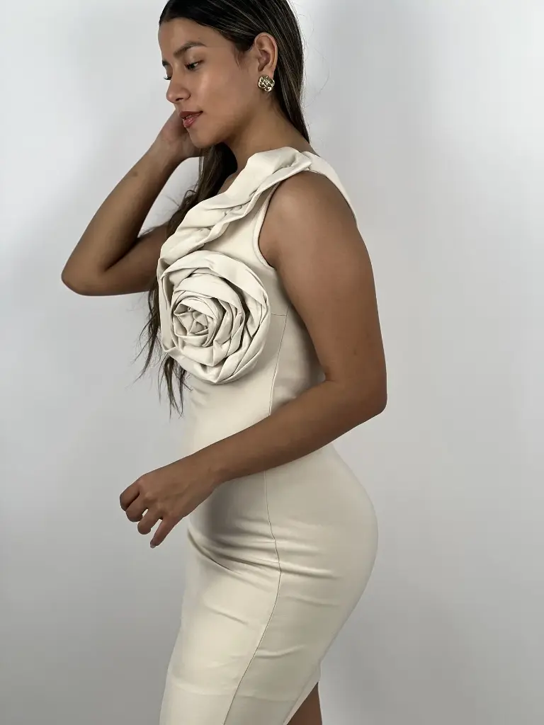 [A153.01] Vestido Flower (Beige, S)