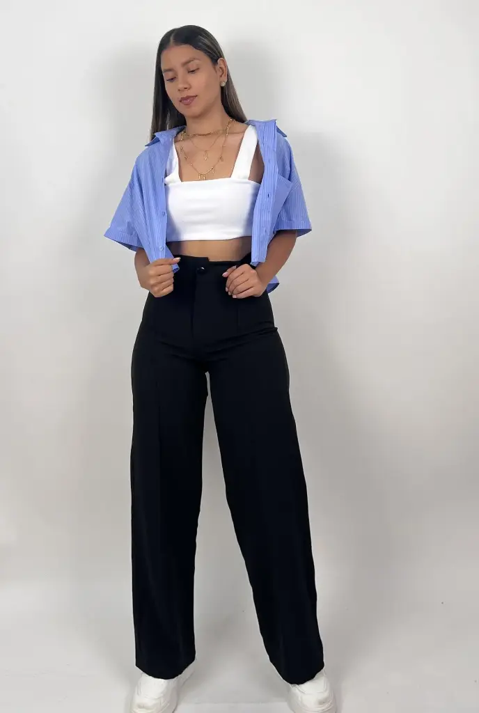 WIDE LEG LINEA CON BOTON