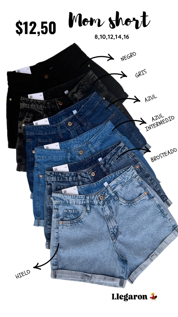 [B143.36] Mom Short Jean (6, Azul)