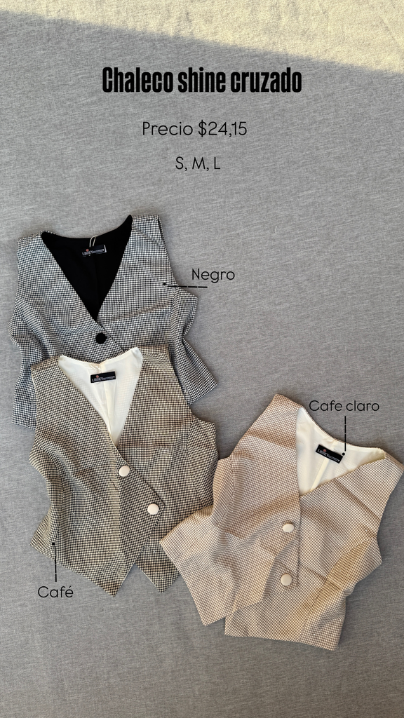 [A372.01] CHALECO SHINE CRUZADO (S, Cafe)