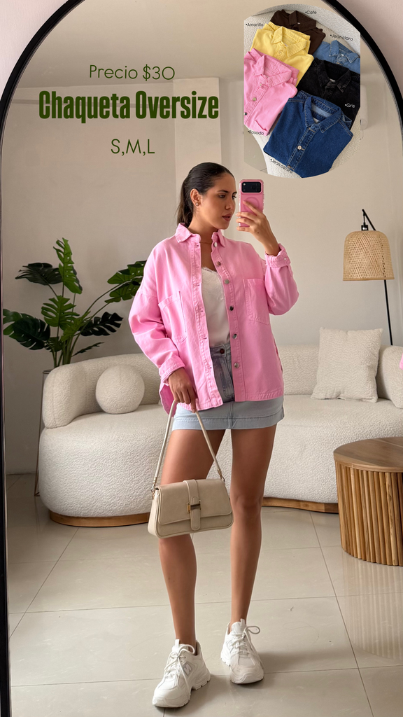 [A403.13] CHAQUETA OVERSIZE LS 01 (S, Rosado)