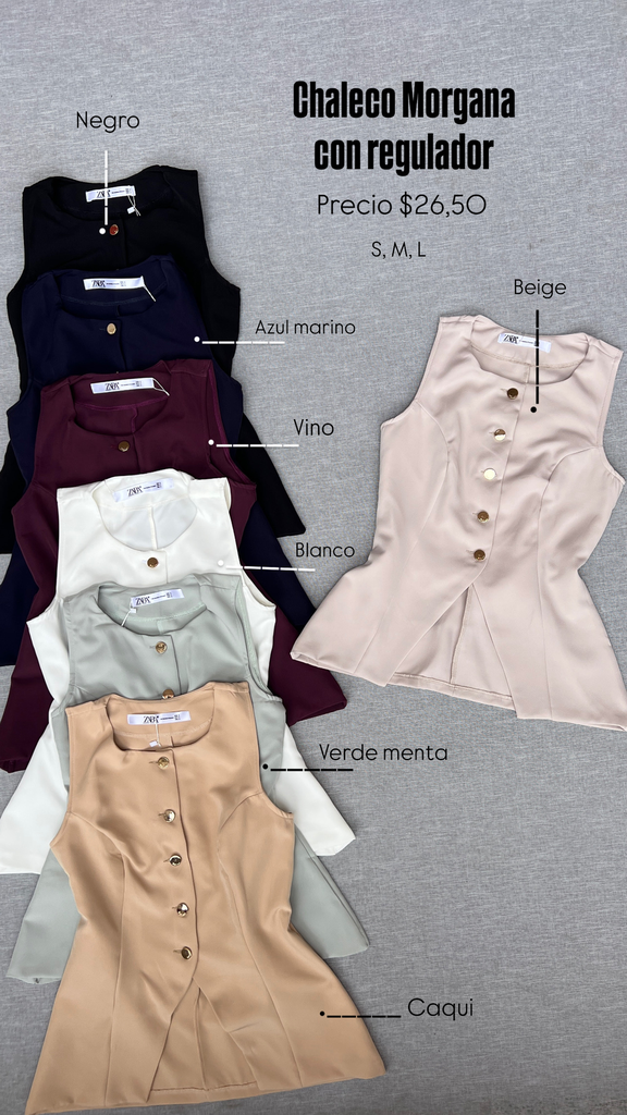 [A411.02] CHALECO MORGANA CON REGULADOR  (S, Blanco)