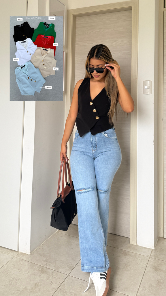 [A416.05] CHALECO CRUZADO  (Blanco, S)