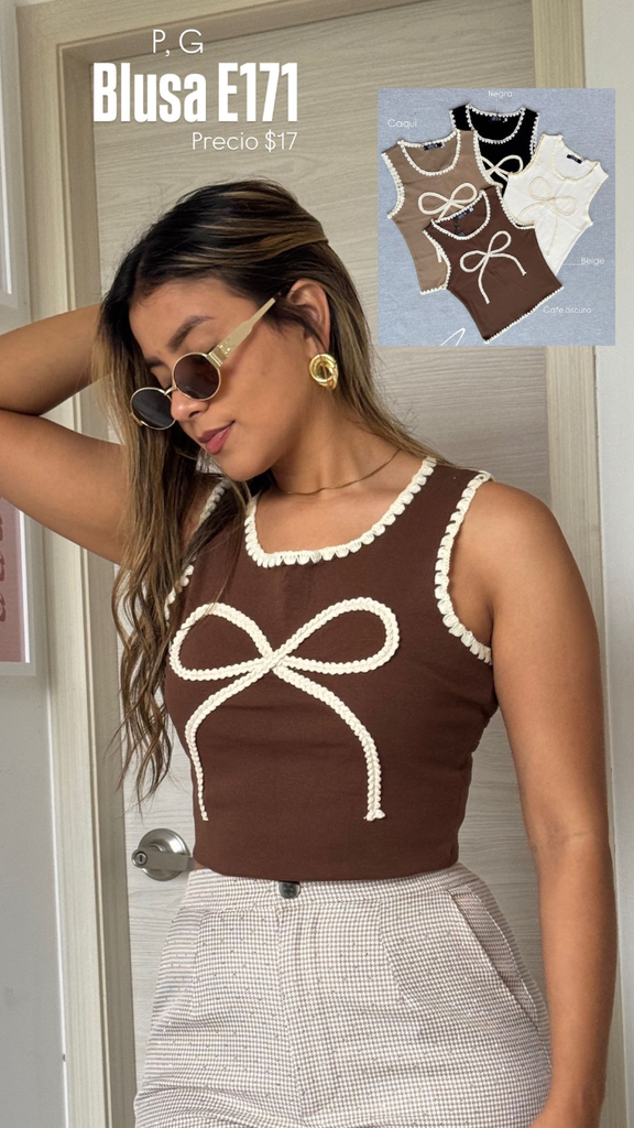 [A446.02] BLUSA LAZO E171 (P, Cafe)